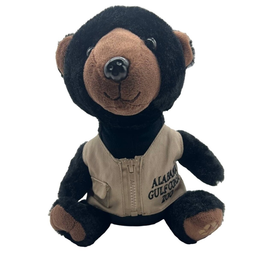 Alabama Gulf Coast Zoo Black Bear Plush Safari Vest Stuffed Animal Fiesta Toy